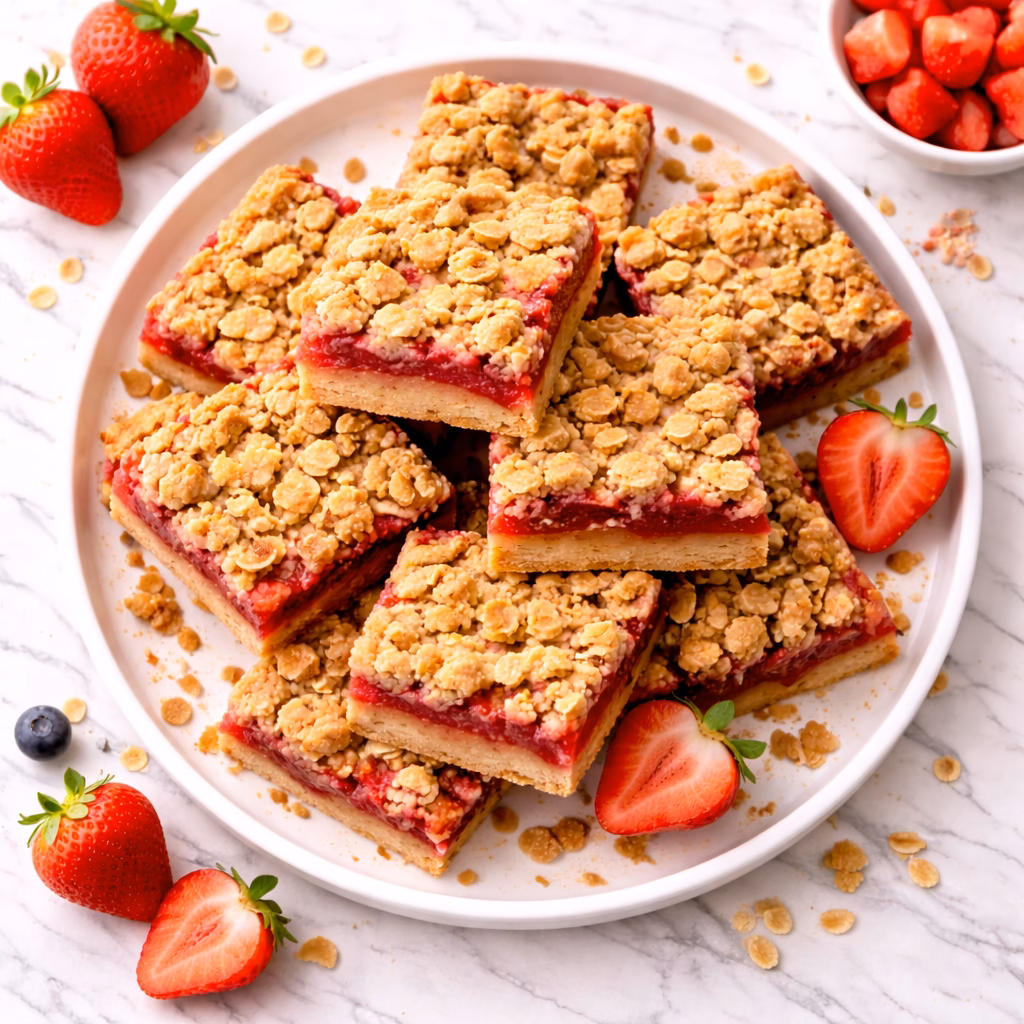 Strawberry Oatmeal Crumble Bars