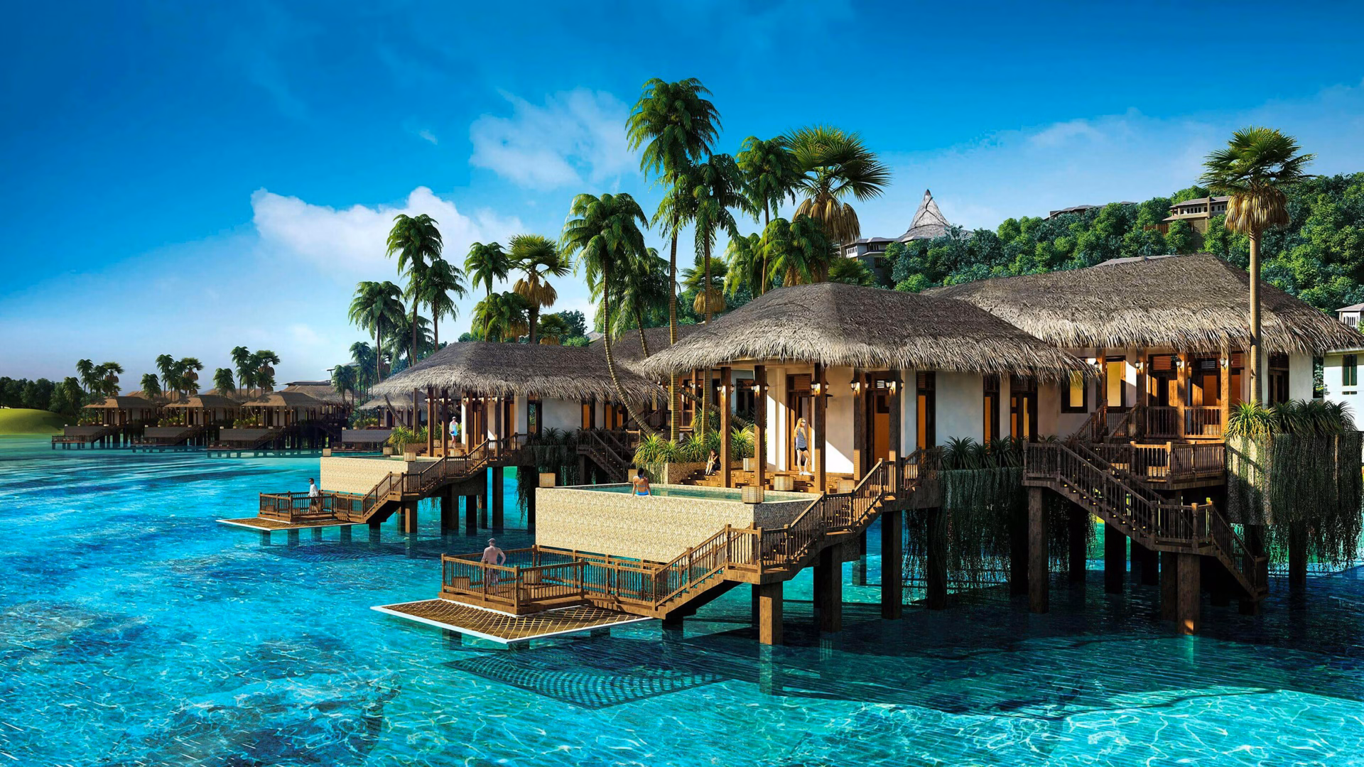 Overwater Bungalows,overwater bungalows USA,Sandals overwater suites