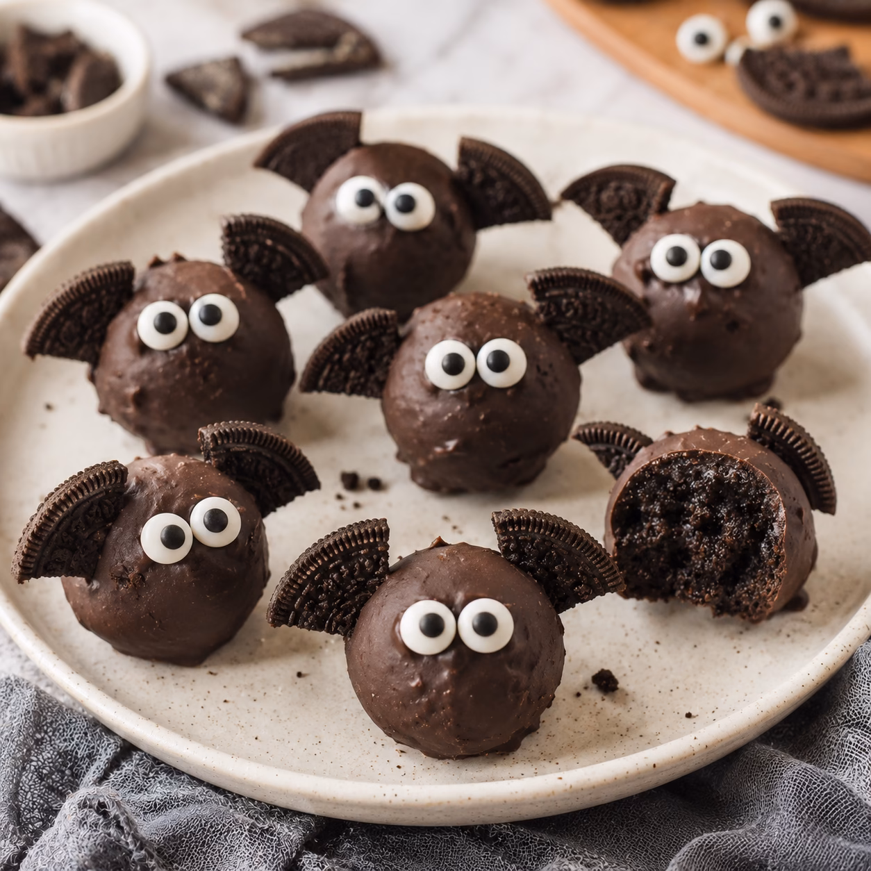 Spooky Bat Oreo Cookie Balls,Bat Oreo Cookie Balls