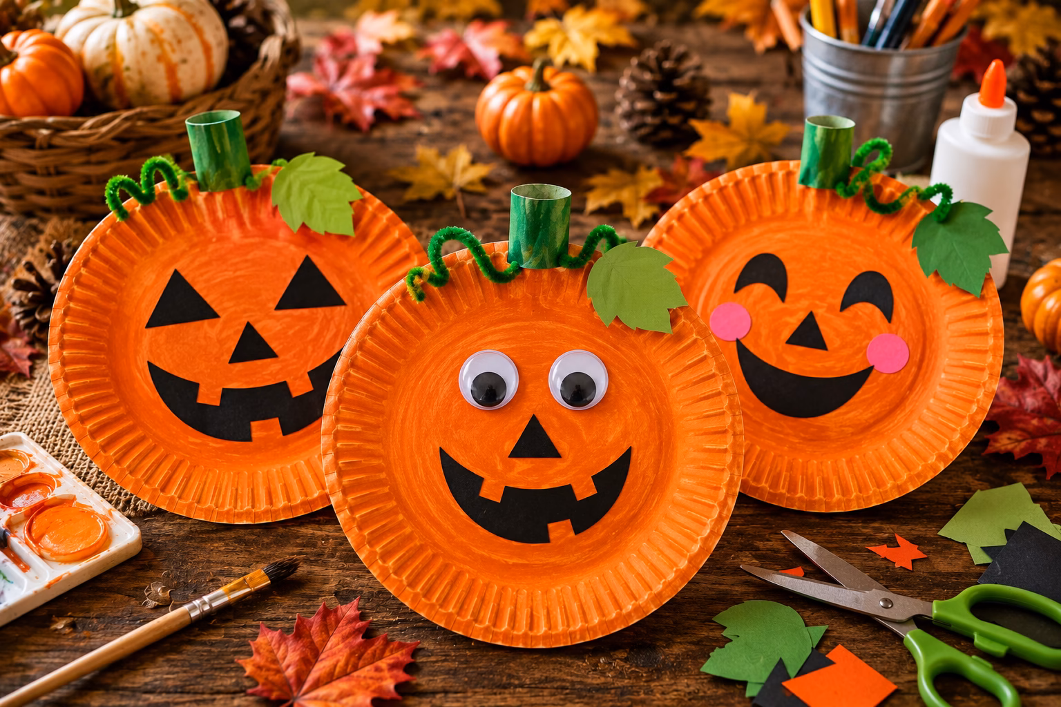 Paper Plate Pumpkin Craft,Easy Paper Plate Pumpkin Craft for Kids