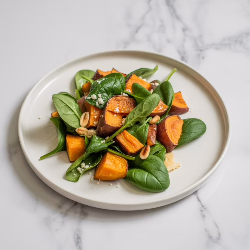 Warm Sweet Potato and Spinach Salad